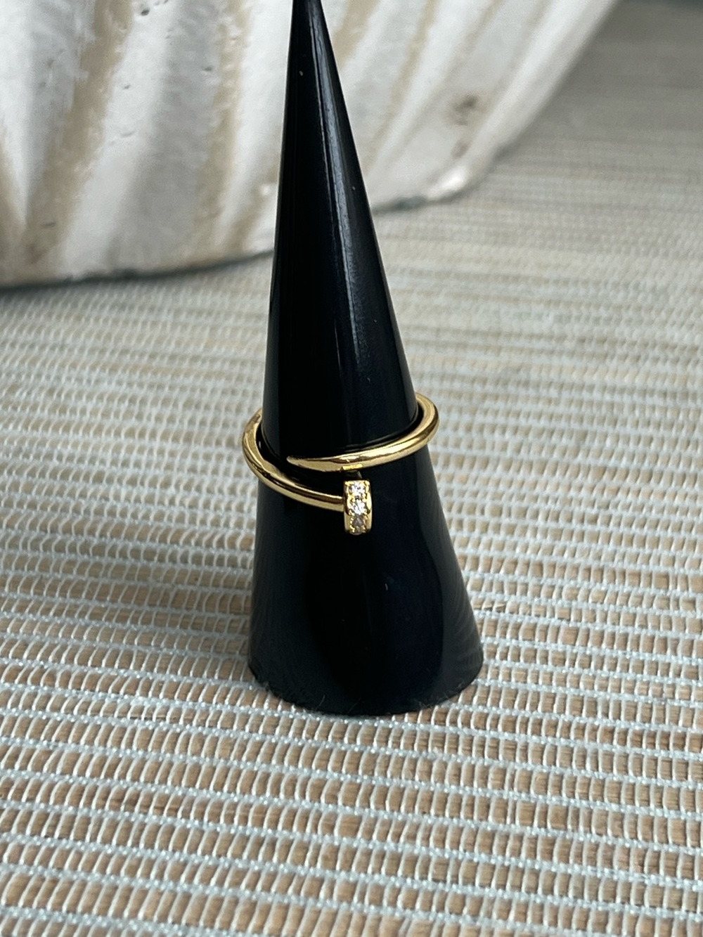 Adjustable Gold nail pavé Accent Minimalist Ring